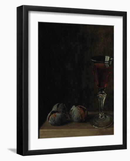 A Glass of Wine with Walnuts on a Table-Balthasar Denner-Framed Giclee Print