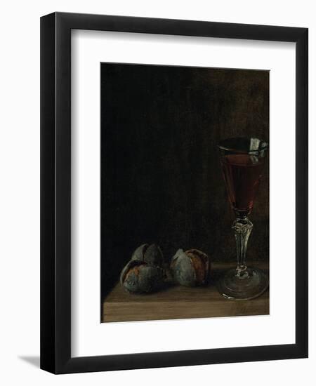 A Glass of Wine with Walnuts on a Table-Balthasar Denner-Framed Premium Giclee Print