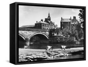 A Glimpse of Annan, Dumfries-Shire, Scotland, from across the River Annan-null-Framed Stretched Canvas
