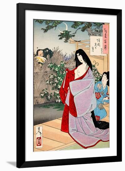 A Glimpse of the Moon - Kaoyo, One Hundred Aspects of the Moon-Yoshitoshi Tsukioka-Framed Giclee Print