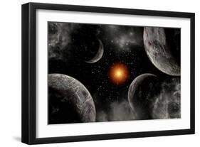 A Globular Star Cluster with a Red Giant Star and its Planetary System-null-Framed Art Print