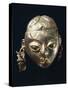 A Gold-Leaf Female Head with Turquoise, Nariquera-null-Stretched Canvas