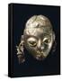 A Gold-Leaf Female Head with Turquoise, Nariquera-null-Framed Stretched Canvas