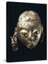 A Gold-Leaf Female Head with Turquoise, Nariquera-null-Stretched Canvas