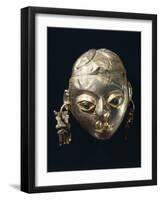 A Gold-Leaf Female Head with Turquoise, Nariquera-null-Framed Giclee Print