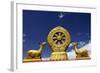 A Golden Dharma Wheel and Deer Sculptures-Simon Montgomery-Framed Photographic Print