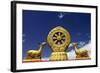 A Golden Dharma Wheel and Deer Sculptures-Simon Montgomery-Framed Photographic Print