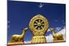 A Golden Dharma Wheel and Deer Sculptures-Simon Montgomery-Mounted Photographic Print