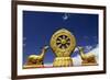 A Golden Dharma Wheel and Deer Sculptures-Simon Montgomery-Framed Photographic Print