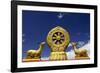 A Golden Dharma Wheel and Deer Sculptures-Simon Montgomery-Framed Photographic Print