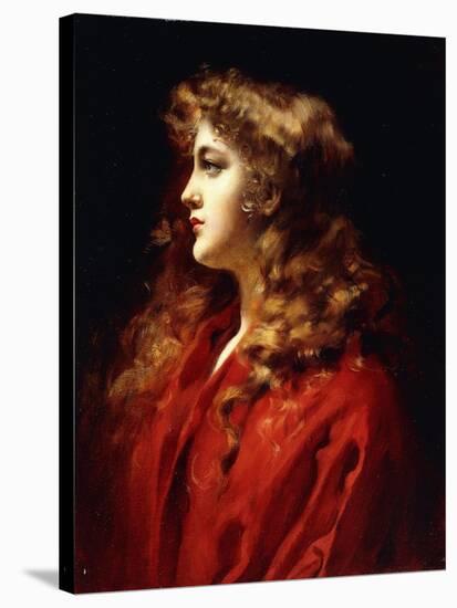 A Golden Haired Beauty-Leopold Schmutzler-Stretched Canvas