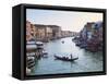 A Gondola Crossing the Grand Canal, Venice, UNESCO World Heritage Site, Veneto, Italy, Europe-Amanda Hall-Framed Stretched Canvas