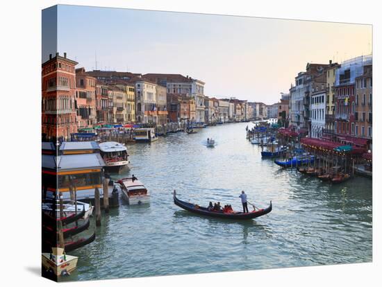 A Gondola Crossing the Grand Canal, Venice, UNESCO World Heritage Site, Veneto, Italy, Europe-Amanda Hall-Stretched Canvas