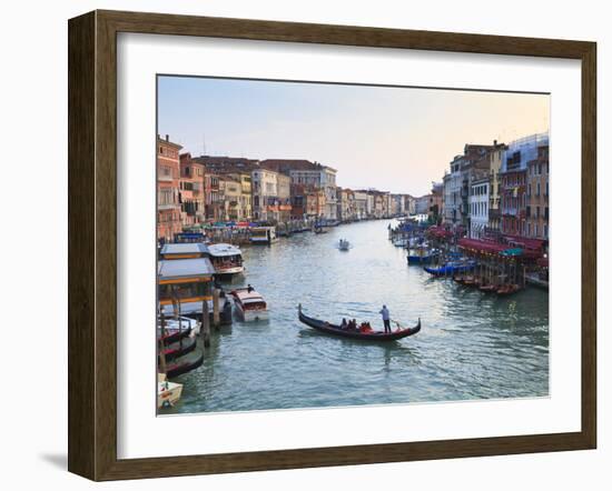 A Gondola Crossing the Grand Canal, Venice, UNESCO World Heritage Site, Veneto, Italy, Europe-Amanda Hall-Framed Photographic Print