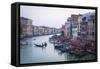 A Gondola Crossing the Grand Canal, Venice, UNESCO World Heritage Site, Veneto, Italy, Europe-Amanda Hall-Framed Stretched Canvas