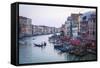 A Gondola Crossing the Grand Canal, Venice, UNESCO World Heritage Site, Veneto, Italy, Europe-Amanda Hall-Framed Stretched Canvas
