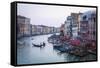 A Gondola Crossing the Grand Canal, Venice, UNESCO World Heritage Site, Veneto, Italy, Europe-Amanda Hall-Framed Stretched Canvas