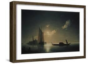 A Gondolier in Venice at Night, 1843-Ivan Konstantinovich Aivazovsky-Framed Giclee Print