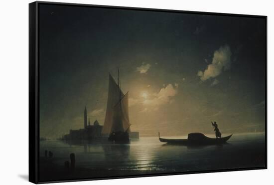 A Gondolier in Venice at Night, 1843-Ivan Konstantinovich Aivazovsky-Framed Stretched Canvas