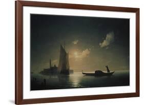 A Gondolier in Venice at Night, 1843-Ivan Konstantinovich Aivazovsky-Framed Giclee Print