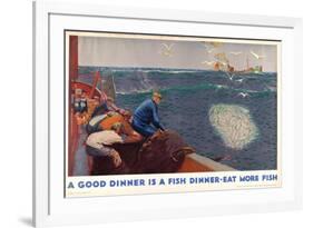 A Good Dinner Is a Fish Dinner - Eat More Fish, from the Series 'Caught by British Fishermen'-Charles Pears-Framed Giclee Print