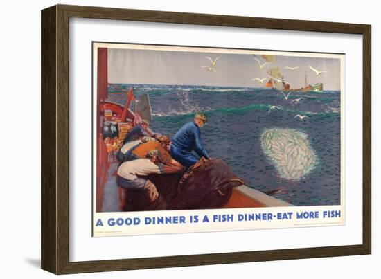 A Good Dinner Is a Fish Dinner - Eat More Fish, from the Series 'Caught by British Fishermen'-Charles Pears-Framed Giclee Print