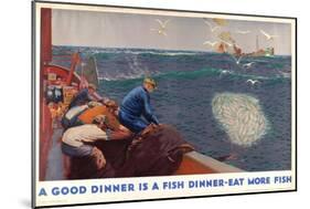 A Good Dinner Is a Fish Dinner - Eat More Fish, from the Series 'Caught by British Fishermen'-Charles Pears-Mounted Giclee Print