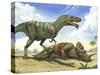 A Gorgosaurus Libratus Stands Over the Dead Body of a Centrosaurus-Stocktrek Images-Stretched Canvas