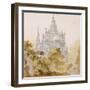 A Gothic Cathederal Near Bauman; Eine Gotische Kathedrale Hinter Baumen, 1814-15-Karl Friedrich Schinkel-Framed Giclee Print