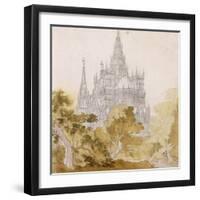 A Gothic Cathederal Near Bauman; Eine Gotische Kathedrale Hinter Baumen, 1814-15-Karl Friedrich Schinkel-Framed Giclee Print