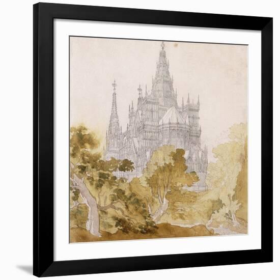 A Gothic Cathederal near Bauman-Karl Friedrich Schinkel-Framed Giclee Print