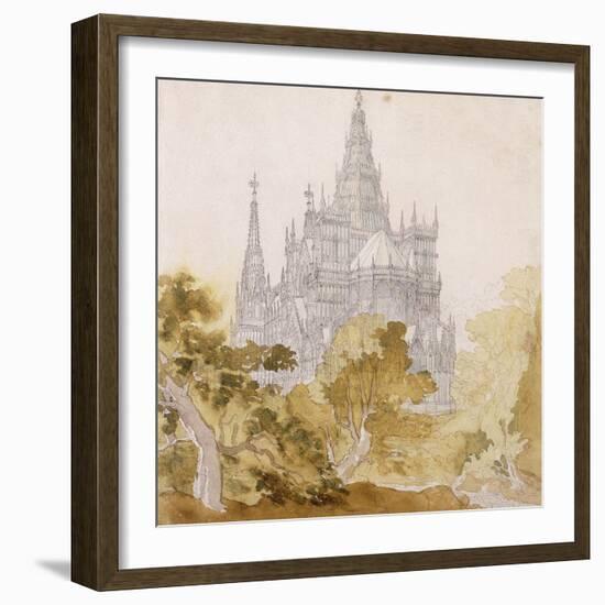 A Gothic Cathederal near Bauman-Karl Friedrich Schinkel-Framed Giclee Print