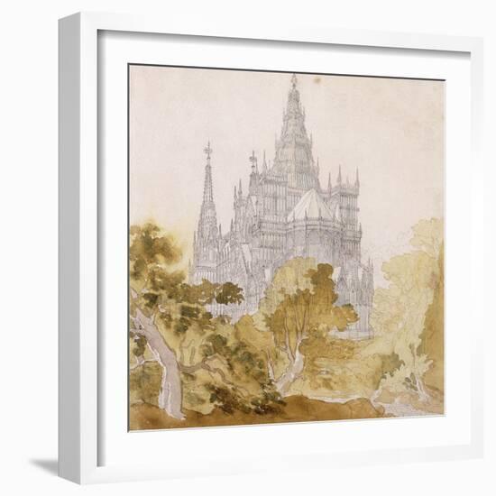 A Gothic Cathederal near Bauman-Karl Friedrich Schinkel-Framed Giclee Print