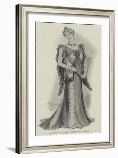 A Gown of Black Chiffon and Lace-null-Framed Giclee Print