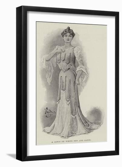 A Gown of White Net and Satin-null-Framed Giclee Print