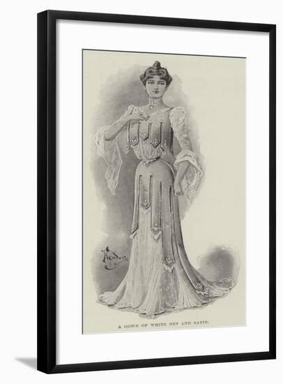 A Gown of White Net and Satin-null-Framed Giclee Print