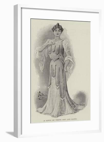 A Gown of White Net and Satin-null-Framed Giclee Print