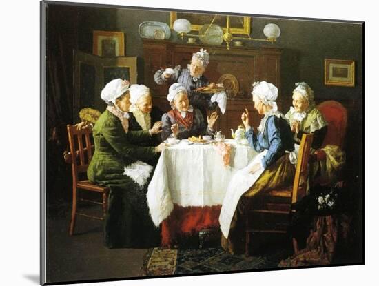 A Grandmother's Tea Party, 1915-Louis Charles Moeller-Mounted Giclee Print