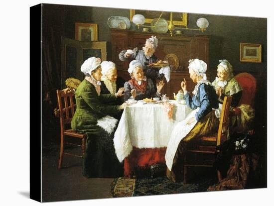 A Grandmother's Tea Party, 1915-Louis Charles Moeller-Stretched Canvas