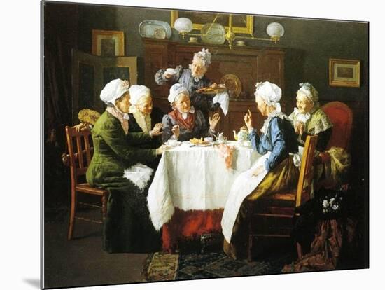 A Grandmother's Tea Party, 1915-Louis Charles Moeller-Mounted Giclee Print