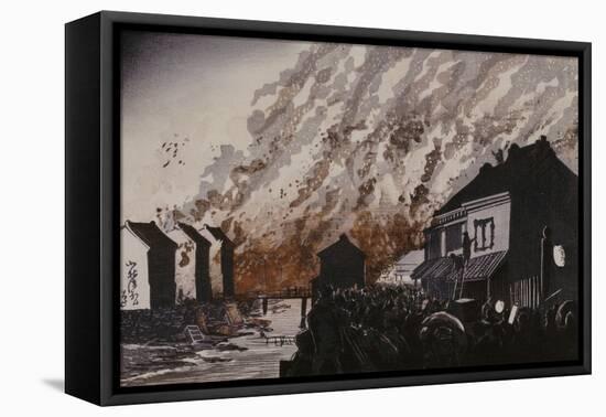 A Great Fire on the Night of February 11, 1881-Kobayashi Kiyochika-Framed Stretched Canvas
