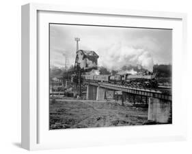 A Great Northern Railway Train on the G.N.R. Bridge across the Lake Washington Ship Canal in Ballar-Ashael Curtis-Framed Giclee Print