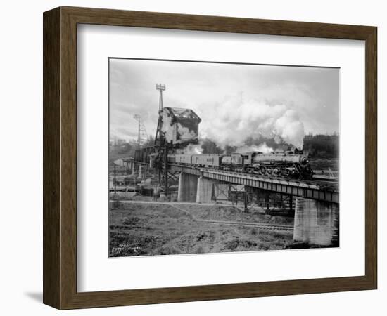 A Great Northern Railway Train on the G.N.R. Bridge across the Lake Washington Ship Canal in Ballar-Ashael Curtis-Framed Giclee Print