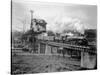 A Great Northern Railway Train on the G.N.R. Bridge across the Lake Washington Ship Canal in Ballar-Ashael Curtis-Stretched Canvas