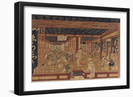 A Great Perspective Print of the Echigoya Draper's Shop at Surugacho-Okumura Masanobu-Framed Giclee Print