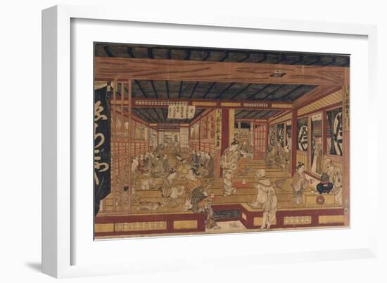 A Great Perspective Print of the Echigoya Draper's Shop at Surugacho-Okumura Masanobu-Framed Giclee Print