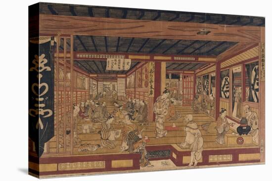A Great Perspective Print of the Echigoya Draper's Shop at Surugacho-Okumura Masanobu-Stretched Canvas