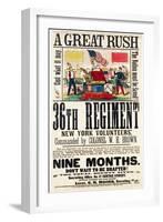 A Great Rush', Recruitment Poster for 36th Regiment, Published by Baker and Goodwin-null-Framed Giclee Print