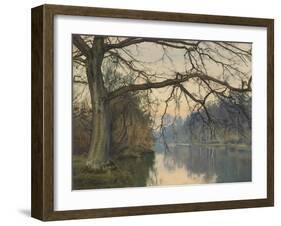 A Great Tree on a Riverbank, 1892 (Pencil, Pen and Black Ink and W/C on Paper)-William Fraser Garden-Framed Giclee Print