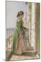 A Greek Girl Standing on a Balcony, C.1840 (W/C and Gouache over Graphite on Paper)-John Frederick Lewis-Mounted Giclee Print
